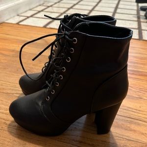 Forever Black 4" Heeled Lace Boots